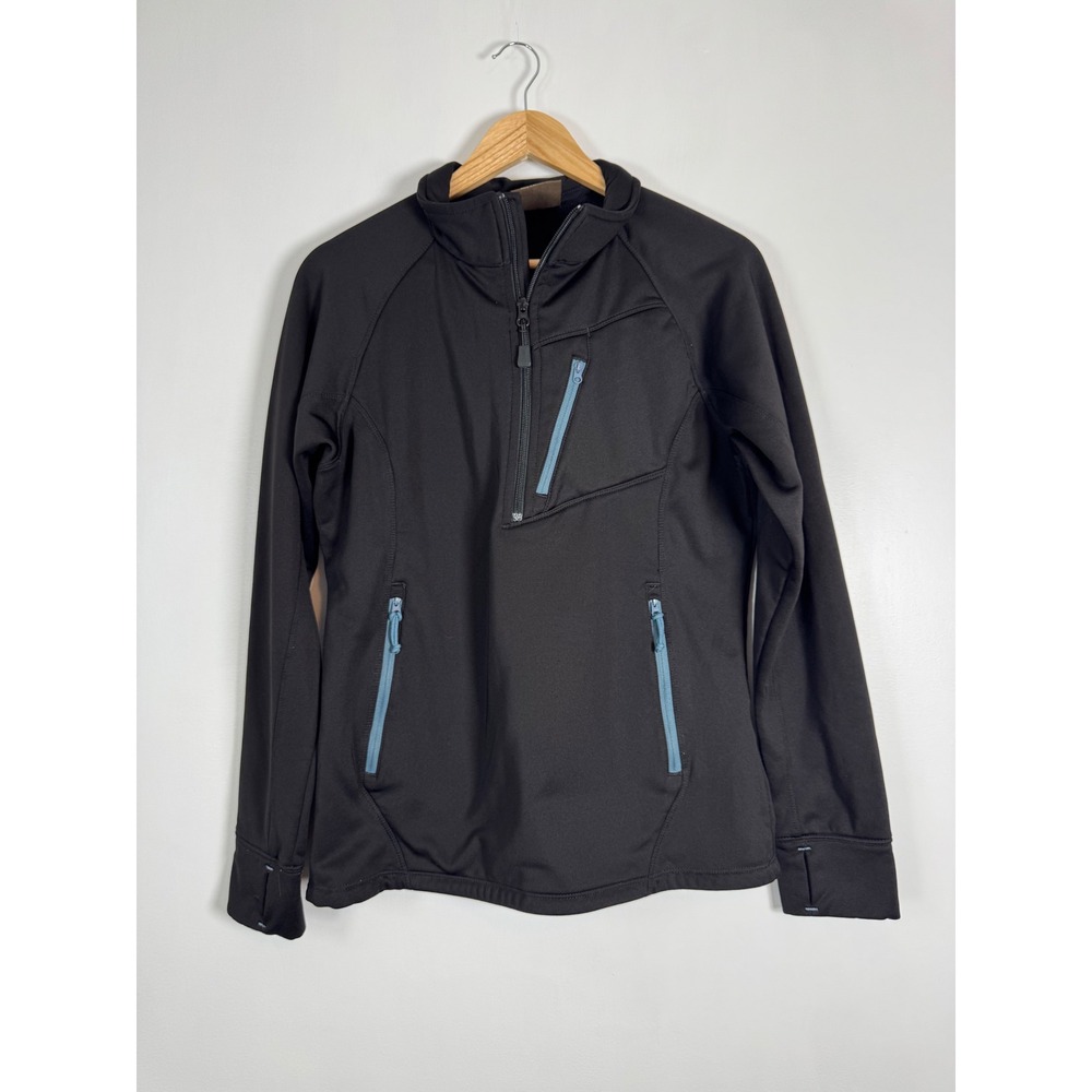Outdoor C.E. Schmidt Women M Softshell Pullover Black Blue Zip Thumbhole Cuffs